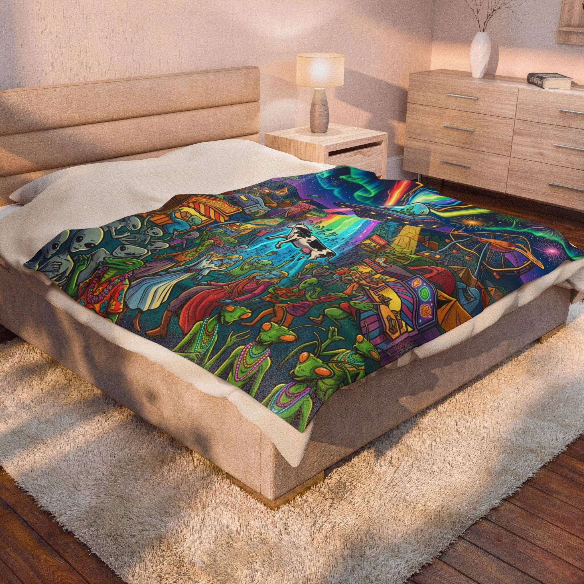 The Galactic Festival — Velveteen Plush Blanket