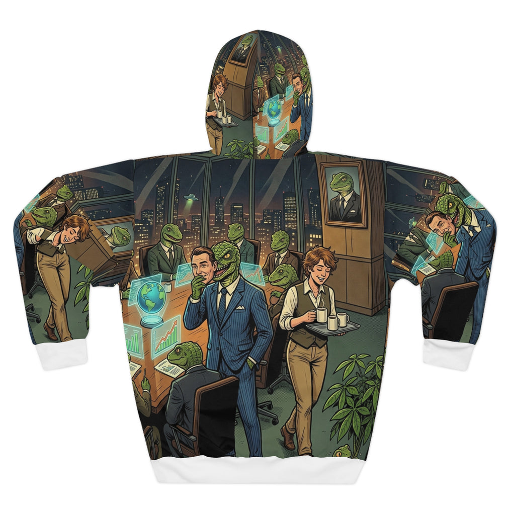The Reptilian Boardroom — All-Over Print Hoodie