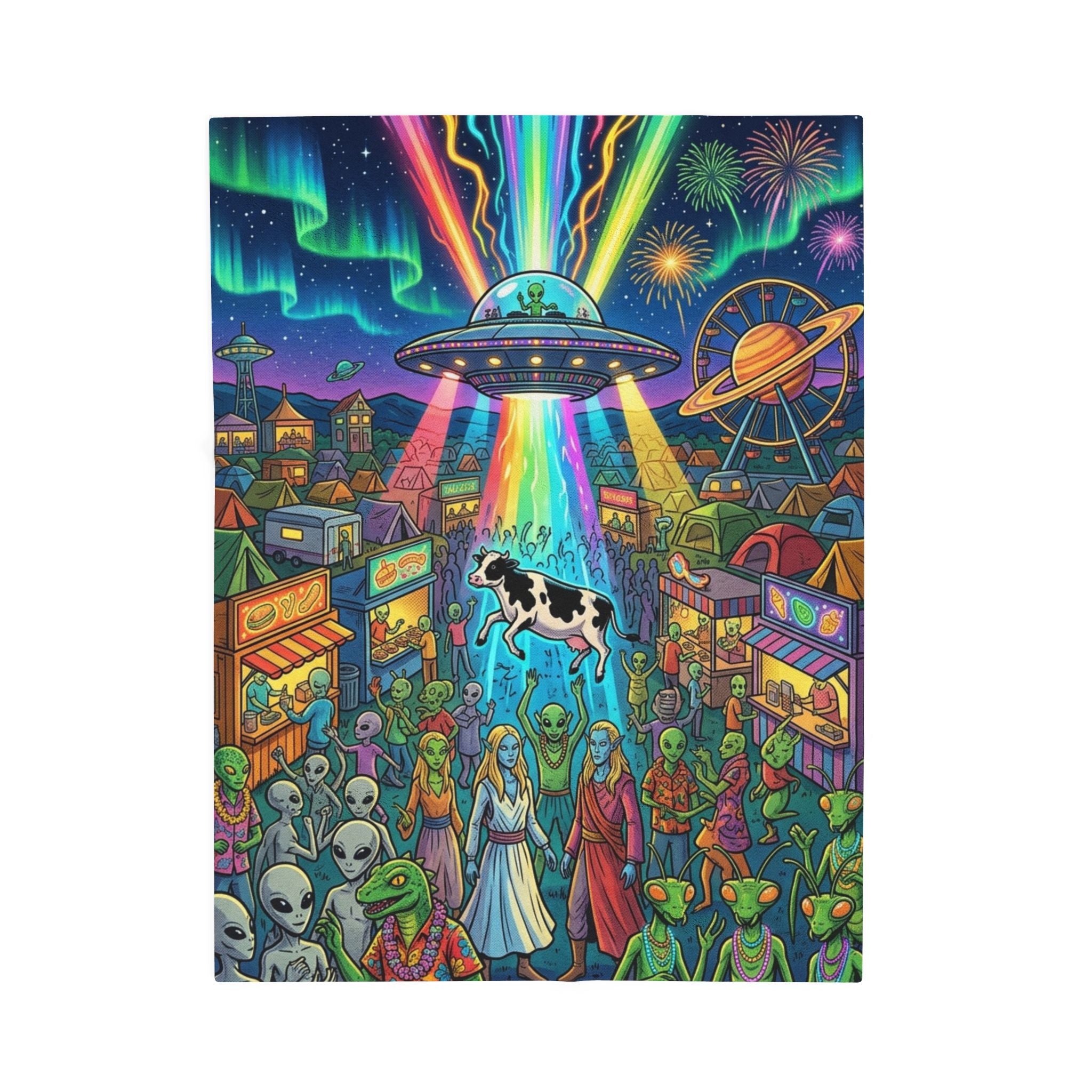 The Galactic Festival — Velveteen Plush Blanket
