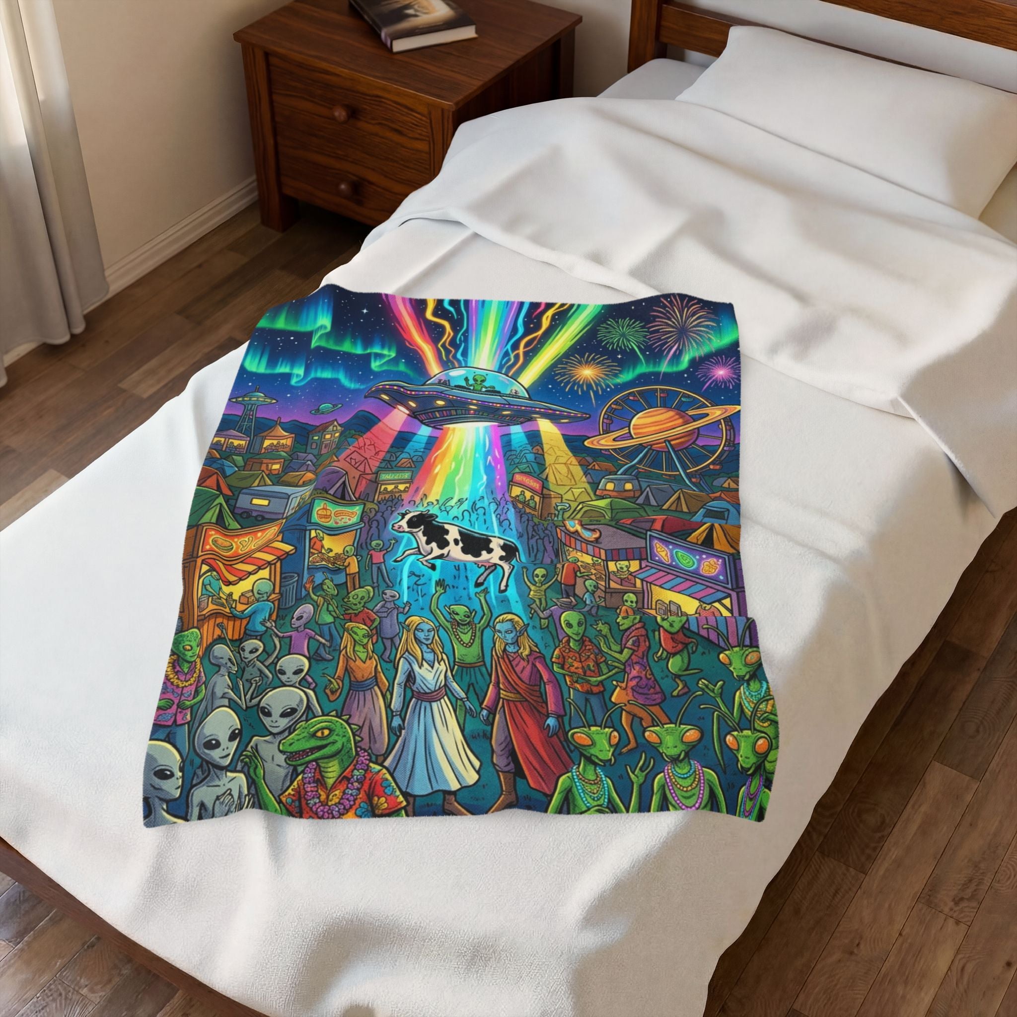 The Galactic Festival — Velveteen Plush Blanket