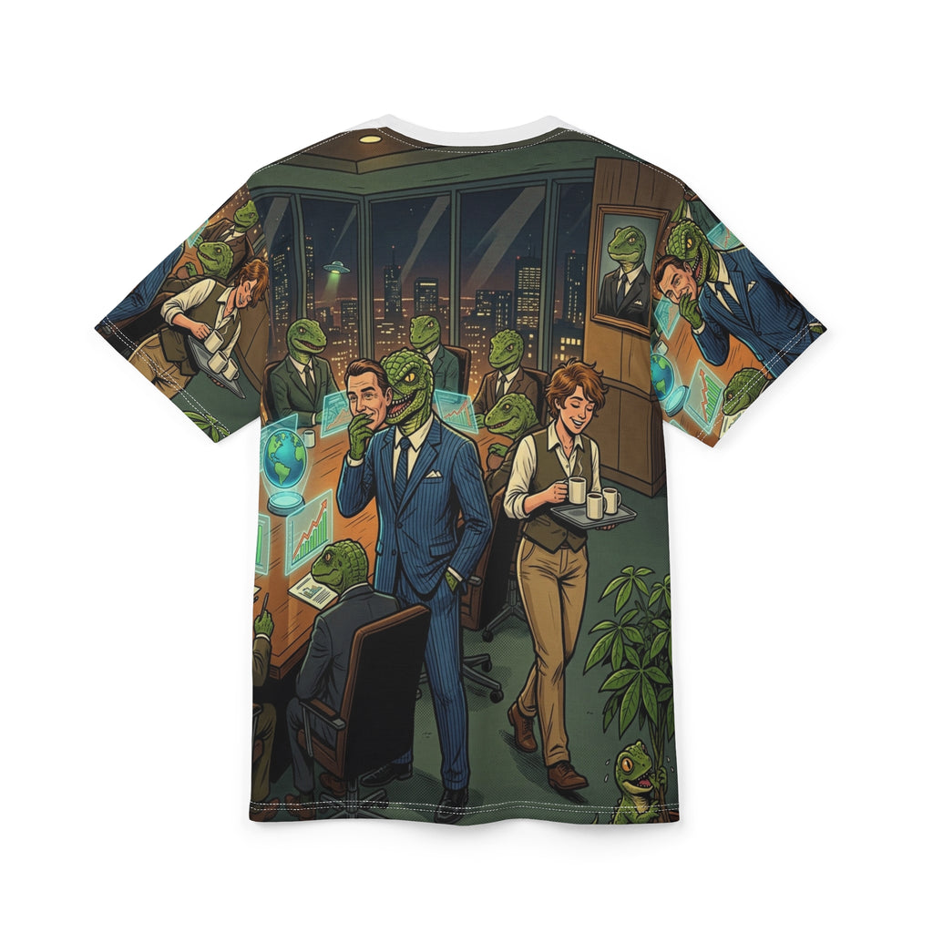 The Reptilian Boardroom — All-Over Print Tee