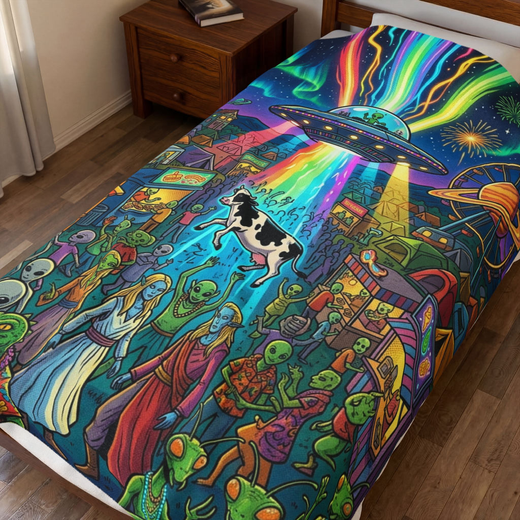 The Galactic Festival — Velveteen Plush Blanket