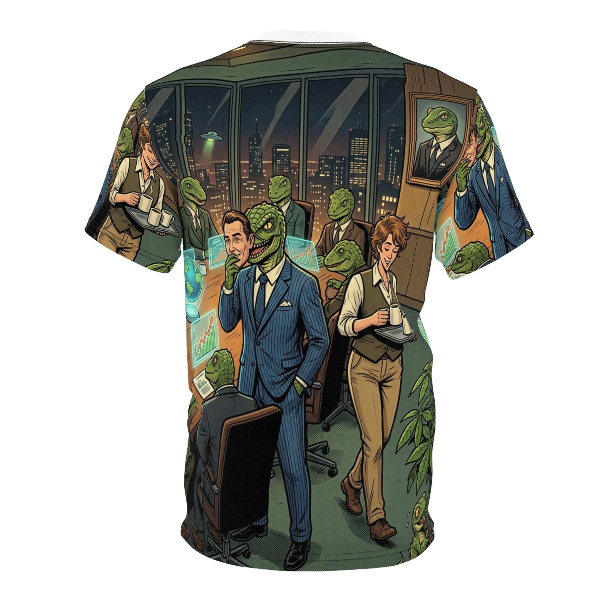 The Reptilian Boardroom — All-Over Print Tee