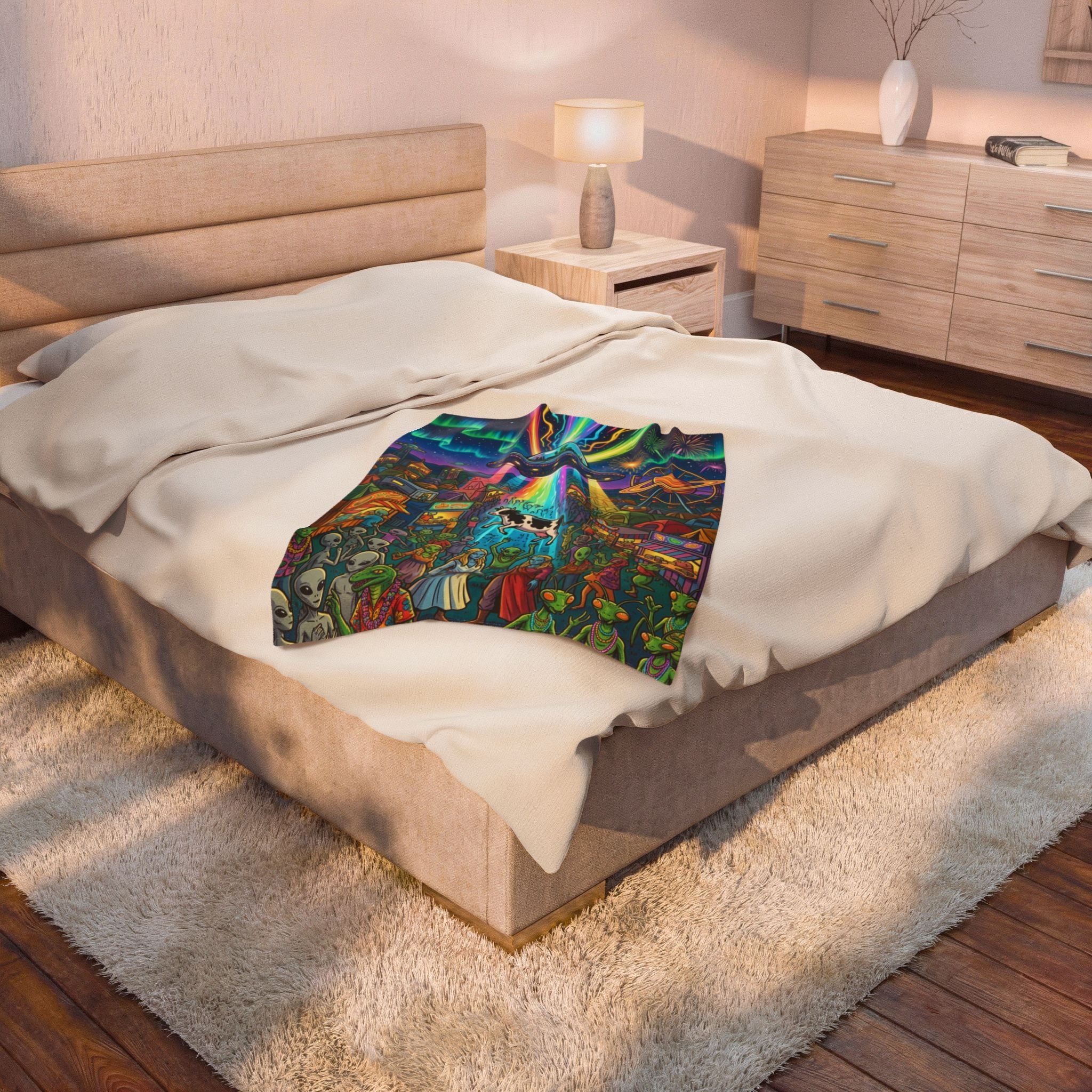 The Galactic Festival — Velveteen Plush Blanket